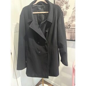 Torrid Womens Black Double Breasted Pea Coat Plus Size 5 Fit and Flare Lined